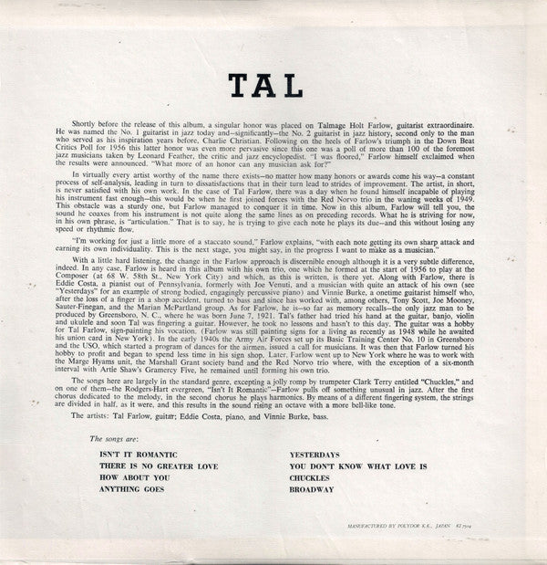 Master Release: Tal by Tal Farlow