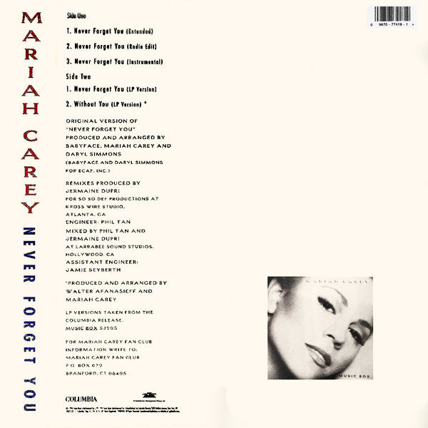 Master Release: Never Forget You by Mariah Carey