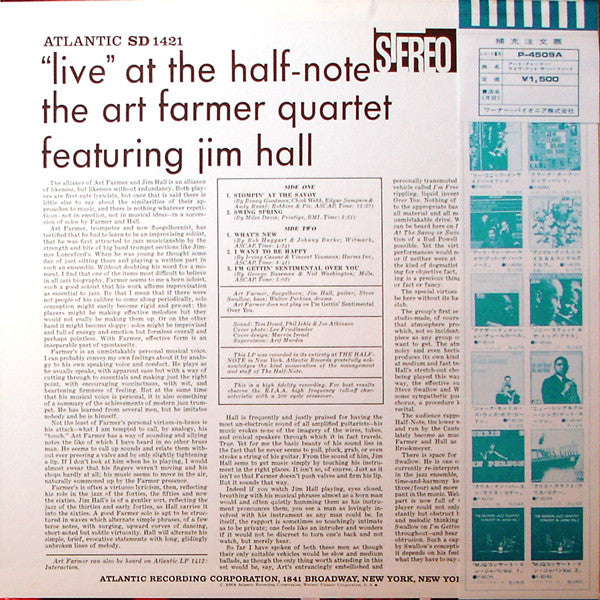 Release: "Live" At The Half-Note-Vinyl-Japan-1975-P-4509A, SD 1421-2324179
