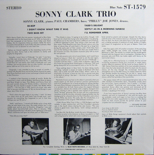 Release: Sonny Clark Trio-Vinyl-Japan-1991-BN 1579, BLP 1579-3415596