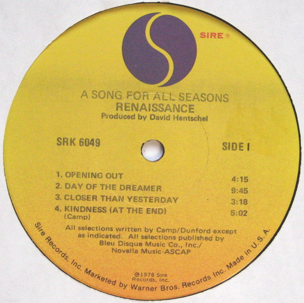 Release: A Song For All Seasons-Vinyl-US-1978-SRK 6049-1657923