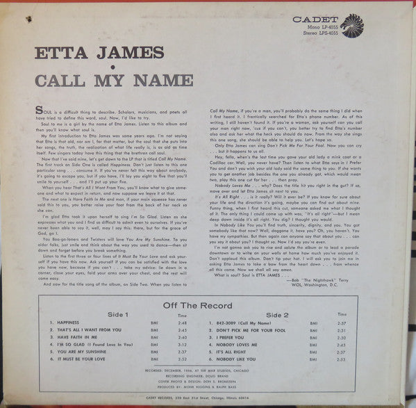 Master Release: Call My Name by Etta James