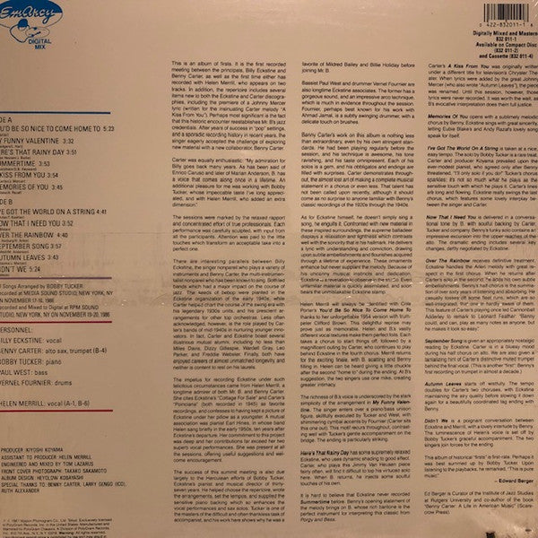 Release: Billy Eckstine Sings With Benny Carter-Vinyl-US-1987-832 011-1-13408599