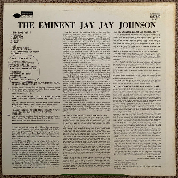 Release: The Eminent Jay Jay Johnson Volume 2-Vinyl-US-1973-BST-81506-13397533