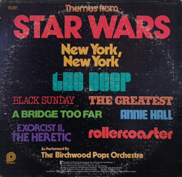 Master Release: Themes From Star Wars, New York, New York, The Deep & Other Great Movie Hits by The Birchwood Pops Orchestra