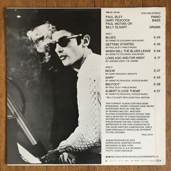 Release: Paul Bley With Gary Peacock-Vinyl-Japan-1971-SMJX-10118, ECM 1003-13349930