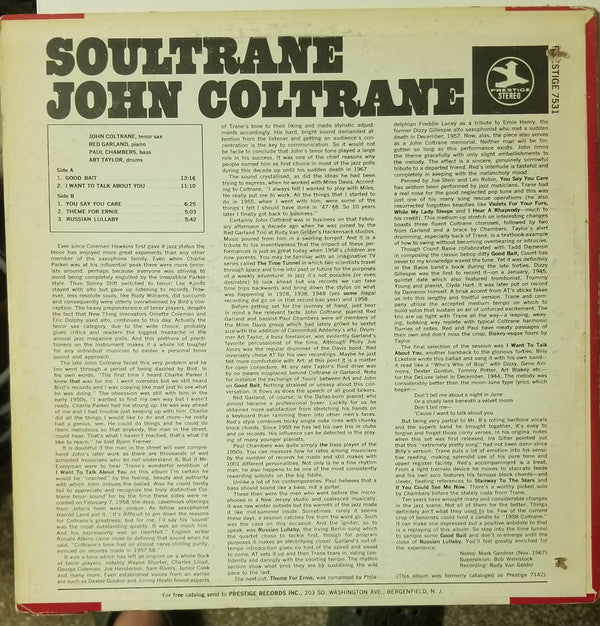 Release: Soultrane-Vinyl-US-1968-PR 7531, PRST 7531-13908824