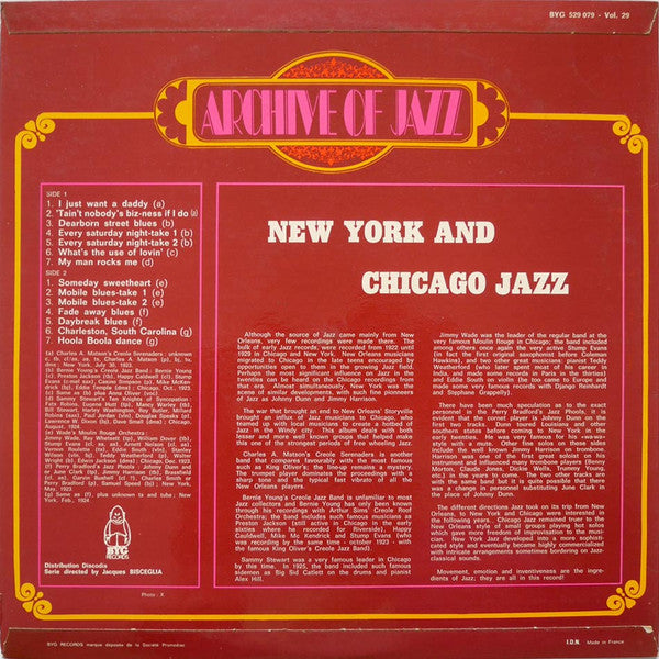 Release: Archive Of Jazz Volume 29 - New York And Chicago Jazz 1923-24-Vinyl-France-None-BYG 529 079-23234033