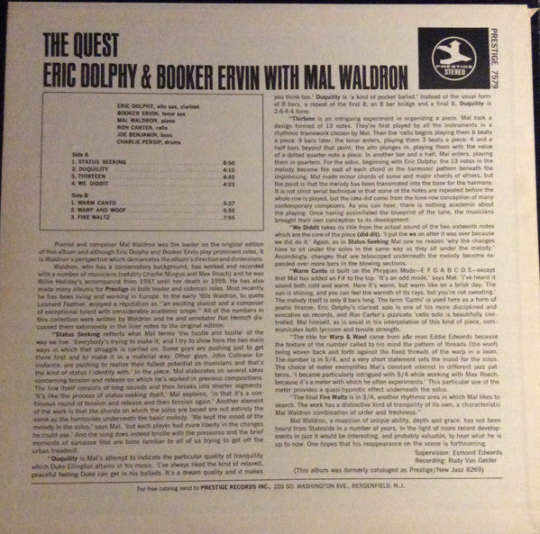 Release: The Quest-Vinyl-US-1969-PRST 7579, PR 7579, 7579-13286515