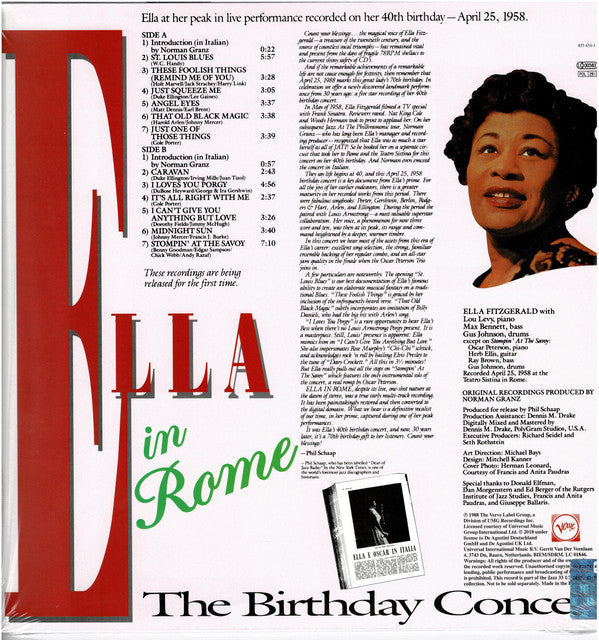 Release: Ella In Rome (The Birthday Concert)-Vinyl-UK & Ireland-2018-835 454-1-11863555