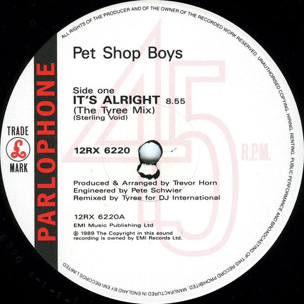 Release: It's Alright-Vinyl-UK-1989-12RX 6220-76834