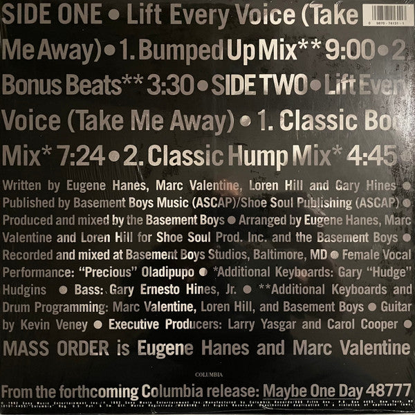 Master Release: Lift Every Voice (Take Me Away) by Mass Order