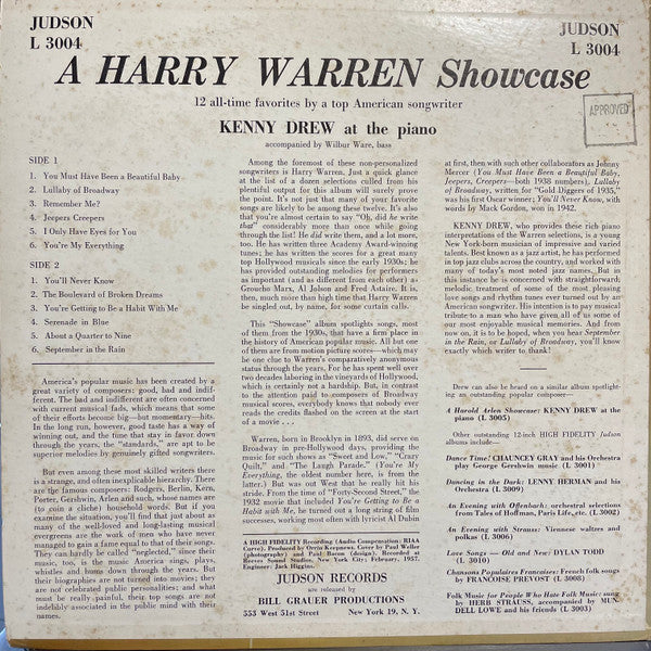Release: A Harry Warren Showcase-Vinyl-US-None-L3004, L 3004-24554291