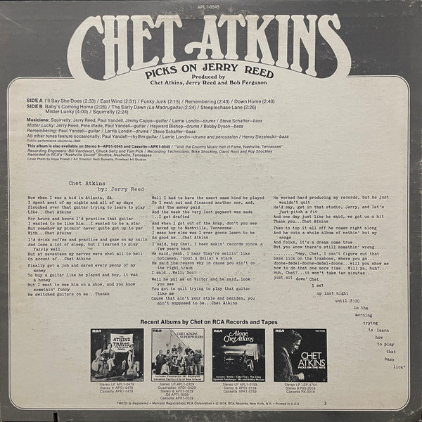 Release: Picks On Jerry Reed-Vinyl-US-1974-APL1-0545-22147402