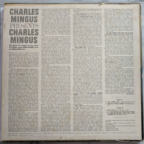 Release: Presents Charles Mingus-Vinyl-US-1961-CJM 8005-13312681