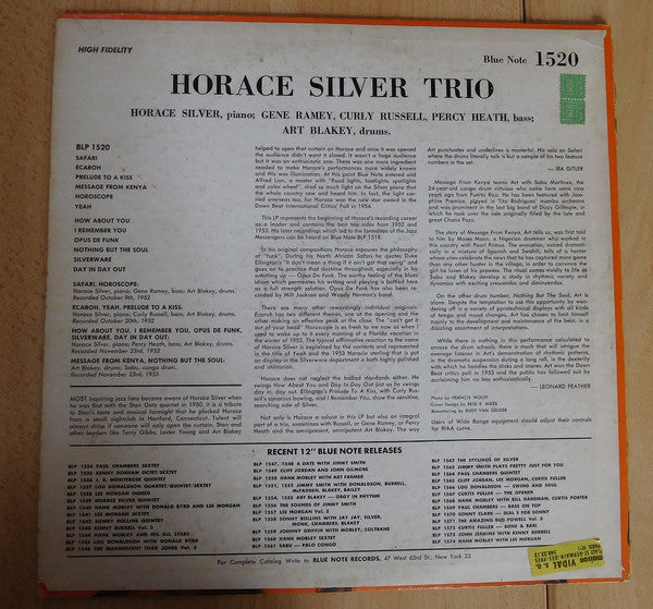 Release: Horace Silver Trio-Vinyl-US-1958-BLP 1520-11976935