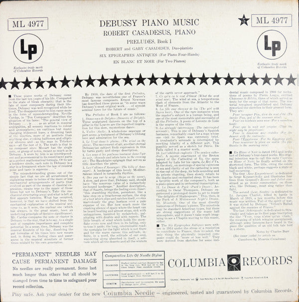 Master Release: Piano Music (Preludes Book I / Six Epigraphes Antiques / En Blanc Et Noir) by Robert Casadesus