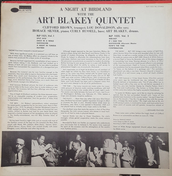 Release: A Night At Birdland, Volume 2-Vinyl-US-1966-BLP 1522-23940191