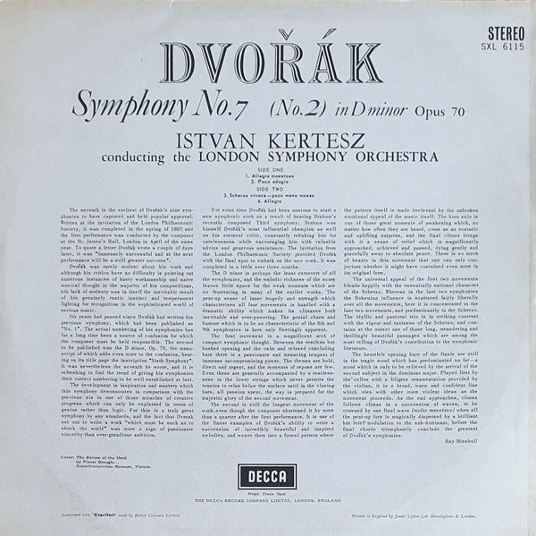Release: Symphony No.7 (No.2) In D Minor-Vinyl-UK-1968-SXL 6115, SXL.6115-13760113