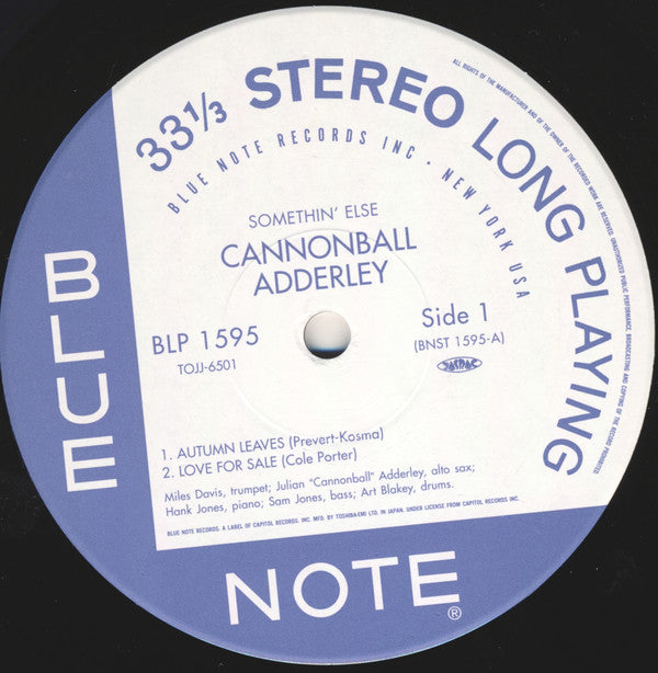 Release: Somethin' Else-Vinyl-Japan-2004-TOJJ-6501, BN-1595, BLP 1595, ST-1595-13569316