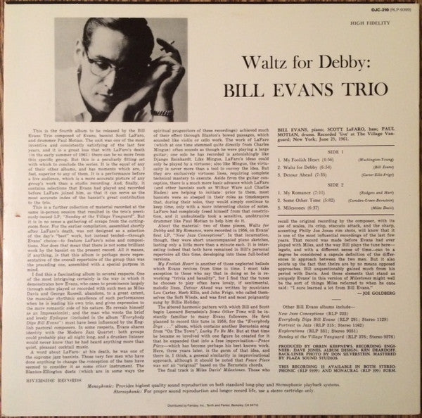 Master Release: Waltz For Debby by The Bill Evans Trio