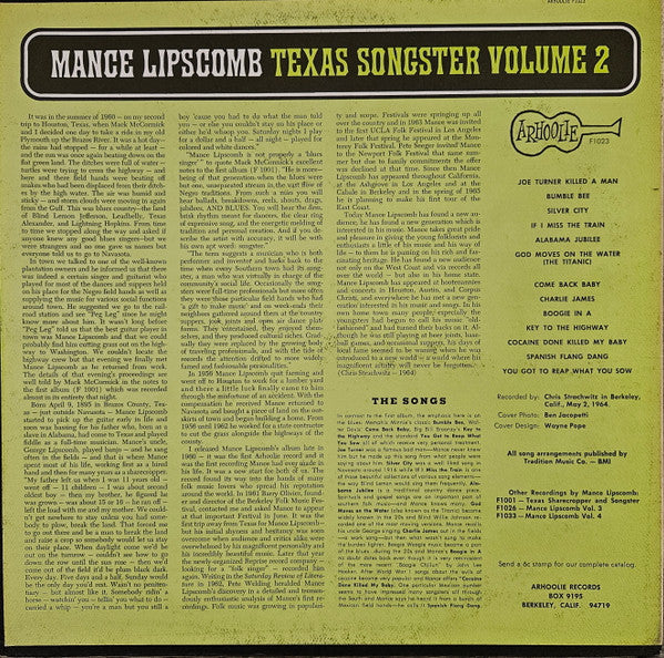 Master Release: Texas Songster Volume 2 by Mance Lipscomb