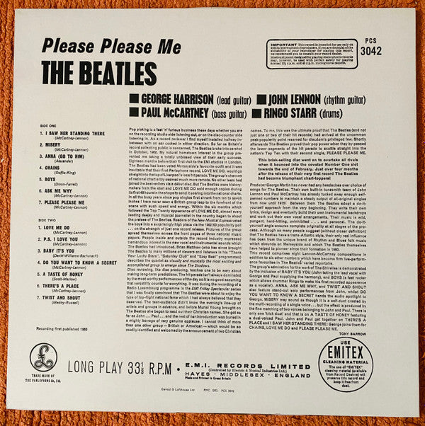 Release: Please Please Me-Vinyl-UK-1984-PCS 3042-11214873