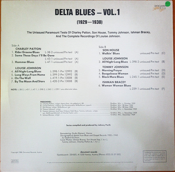 Master Release: Delta Blues - Vol.1 (1929-1930) by Various