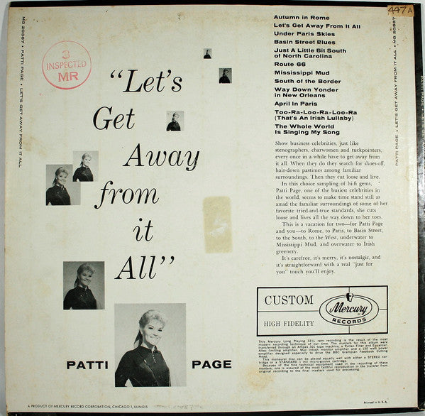 Master Release: Let's Get Away From It All by Patti Page