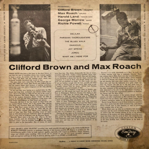 Master Release: Clifford Brown And Max Roach by Clifford Brown