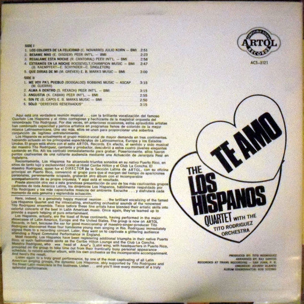 Master Release: Te Amo by Los Hispanos Quartet