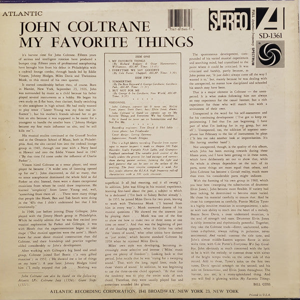 Release: My Favorite Things-Vinyl-US-None-SD 1361, SD-1361-13277323
