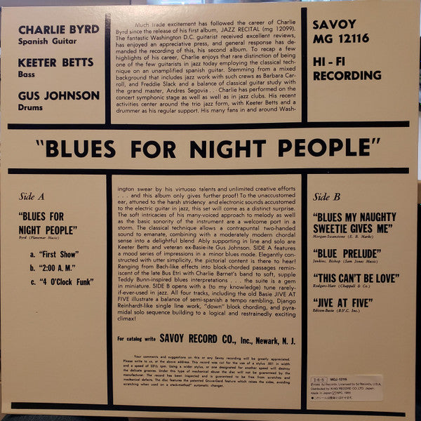 Master Release: Blues For Night People by Charlie Byrd