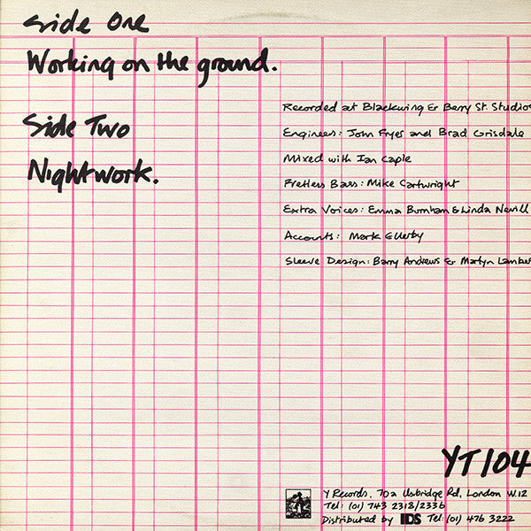 Release: Working On The Ground-Vinyl-UK-1983-YT 104-75121