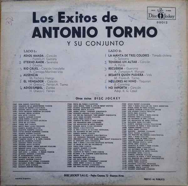 Los Exitos De Antonio Tormo Y Su Conjunto