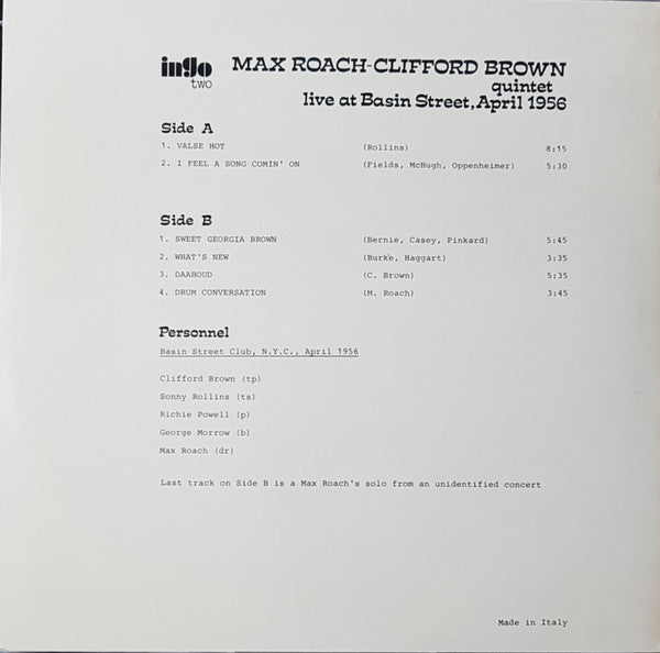 Release: Live At Basin Street, April 1956-Vinyl-Italy-None-Ingo-Two-12341393