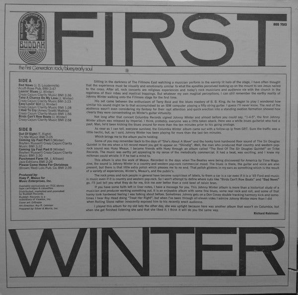 Master Release: First Winter by Johnny Winter