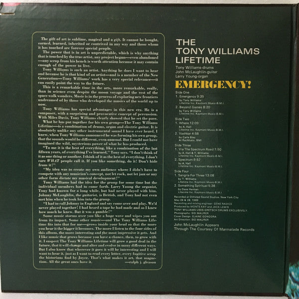 Master Release: Emergency! by The Tony Williams Lifetime