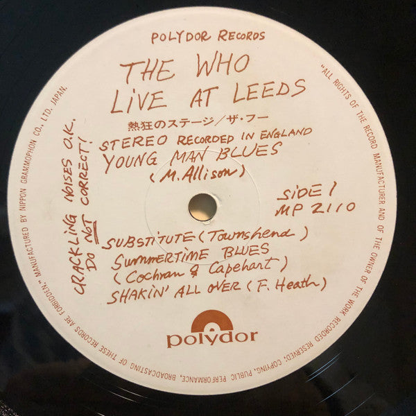 Release: Live At Leeds-Vinyl-Japan-1970-MP 2110-15884039