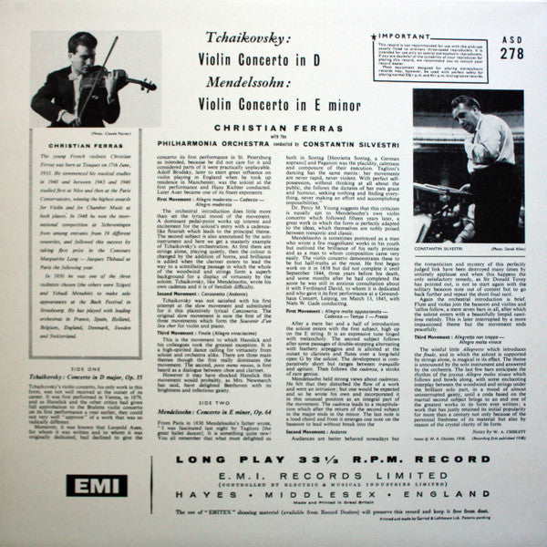 Master Release: Violin Concerto In D / Violin Concerto In E Minor by Pyotr Ilyich Tchaikovsky