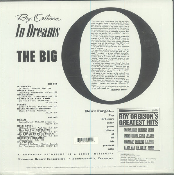 Master Release: In Dreams by Roy Orbison