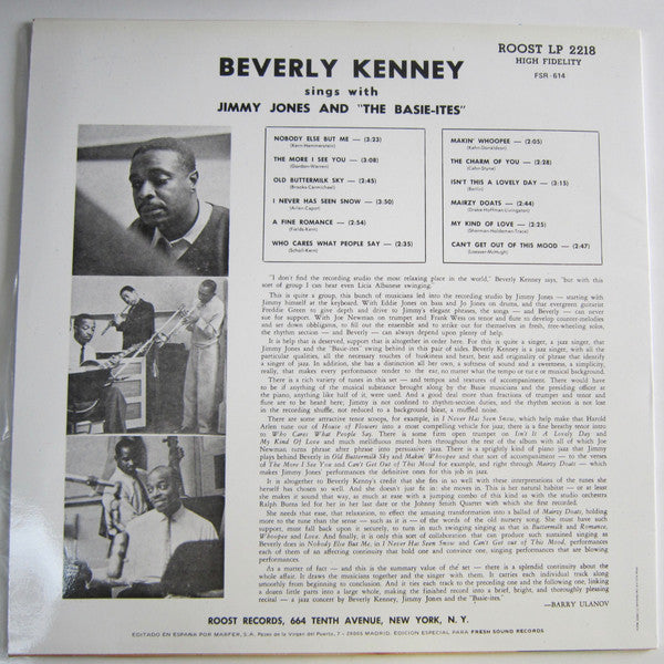 Release: Sings With Jimmy Jones And "The Basie-Ites"-Vinyl-Spain-1988-FSR-614, ROOST LP 2218-4834818