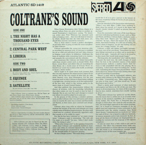 Release: Coltrane's Sound-Vinyl-Japan-None-P-7506A, SD 1419-7756374