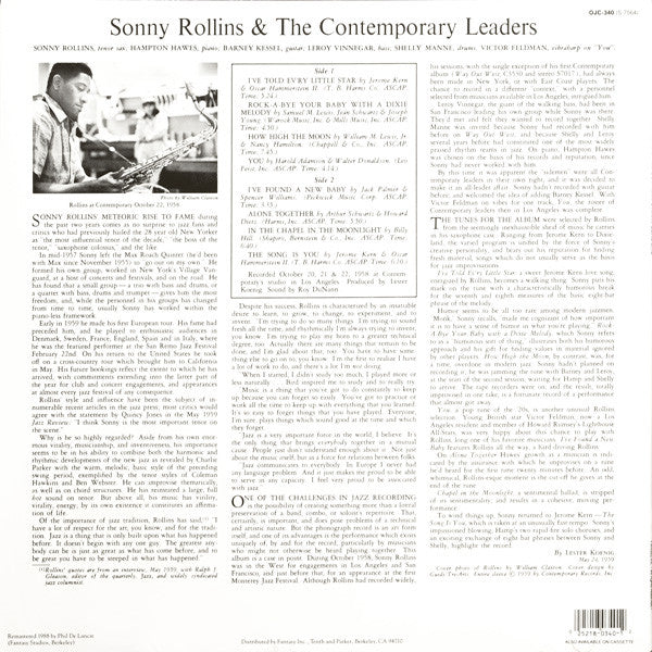 Release: Sonny Rollins And The Contemporary Leaders-Vinyl-US-1988-OJC 340, S 7564-2422518