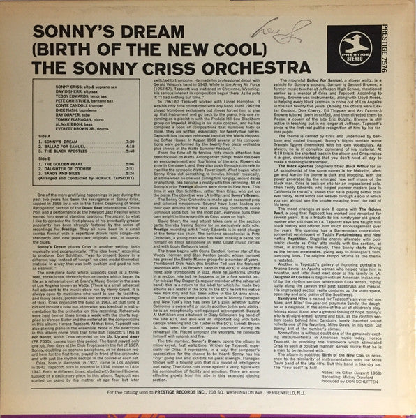Release: Sonny's Dream (Birth Of The New Cool)-Vinyl-US-1968-PR 7576, PRST 7576-3211955