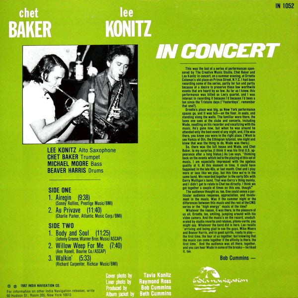 Release: In Concert-Vinyl-US-1982-IN 1052-2235880