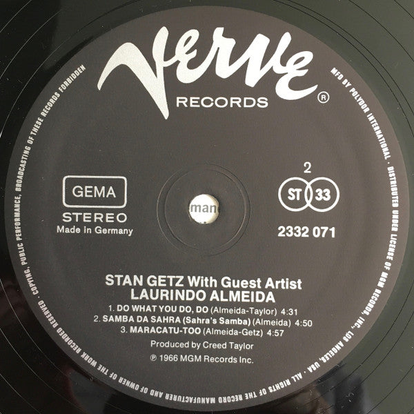 Stan Getz With Guest Artist Laurindo Almeida