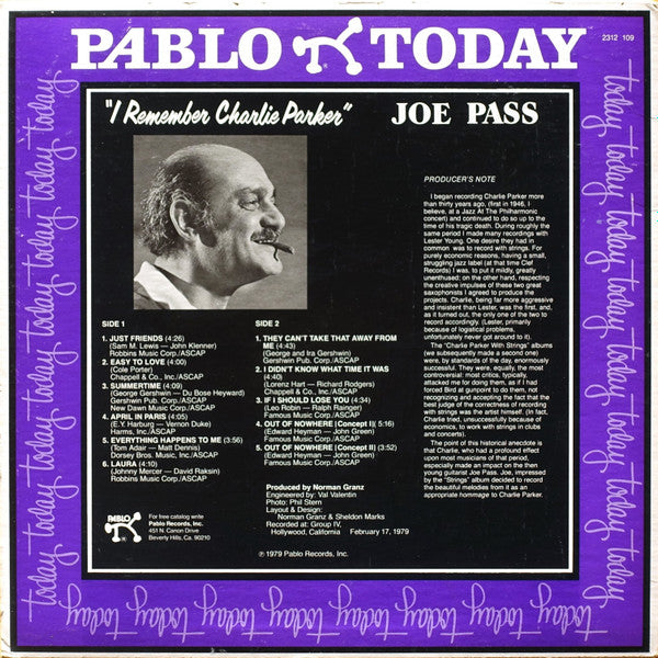 Release: I Remember Charlie Parker-Vinyl-US-1979-2312 109-4115936