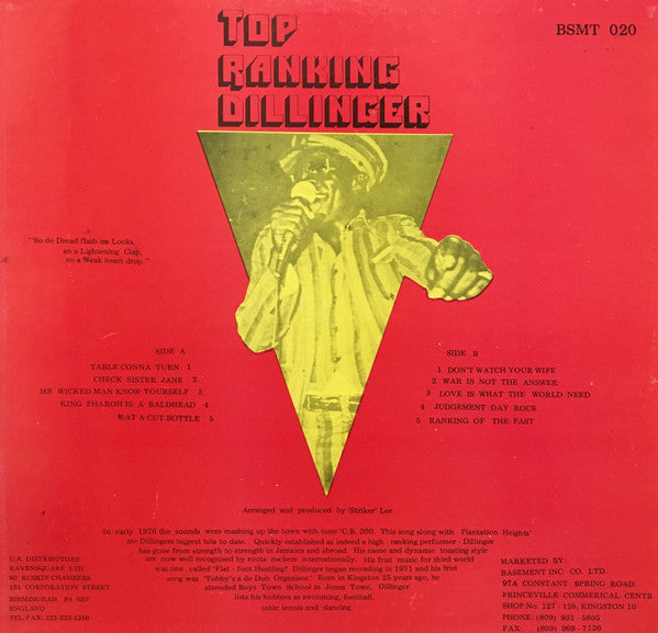 Release: Top Ranking Dillinger-Vinyl-Jamaica-None-BSMT 020-6260452