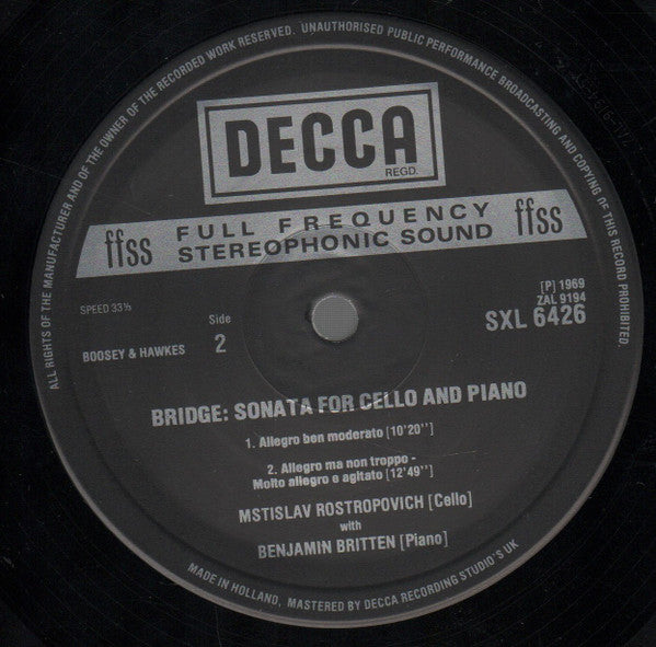 Schubert: Sonata For Arpeggione And Piano / Bridge: Sonata For Cello And Piano